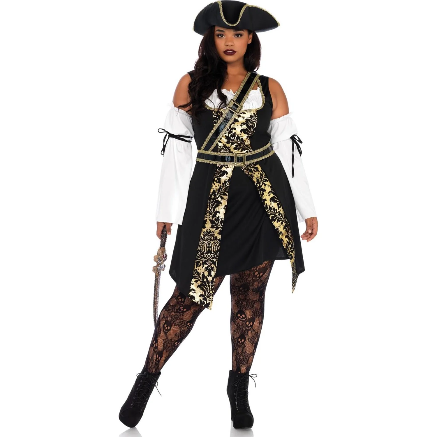 Leg Avenue - Womens Plus Size 4 Piece Black Sea Buccaneer Costume - Image 2
