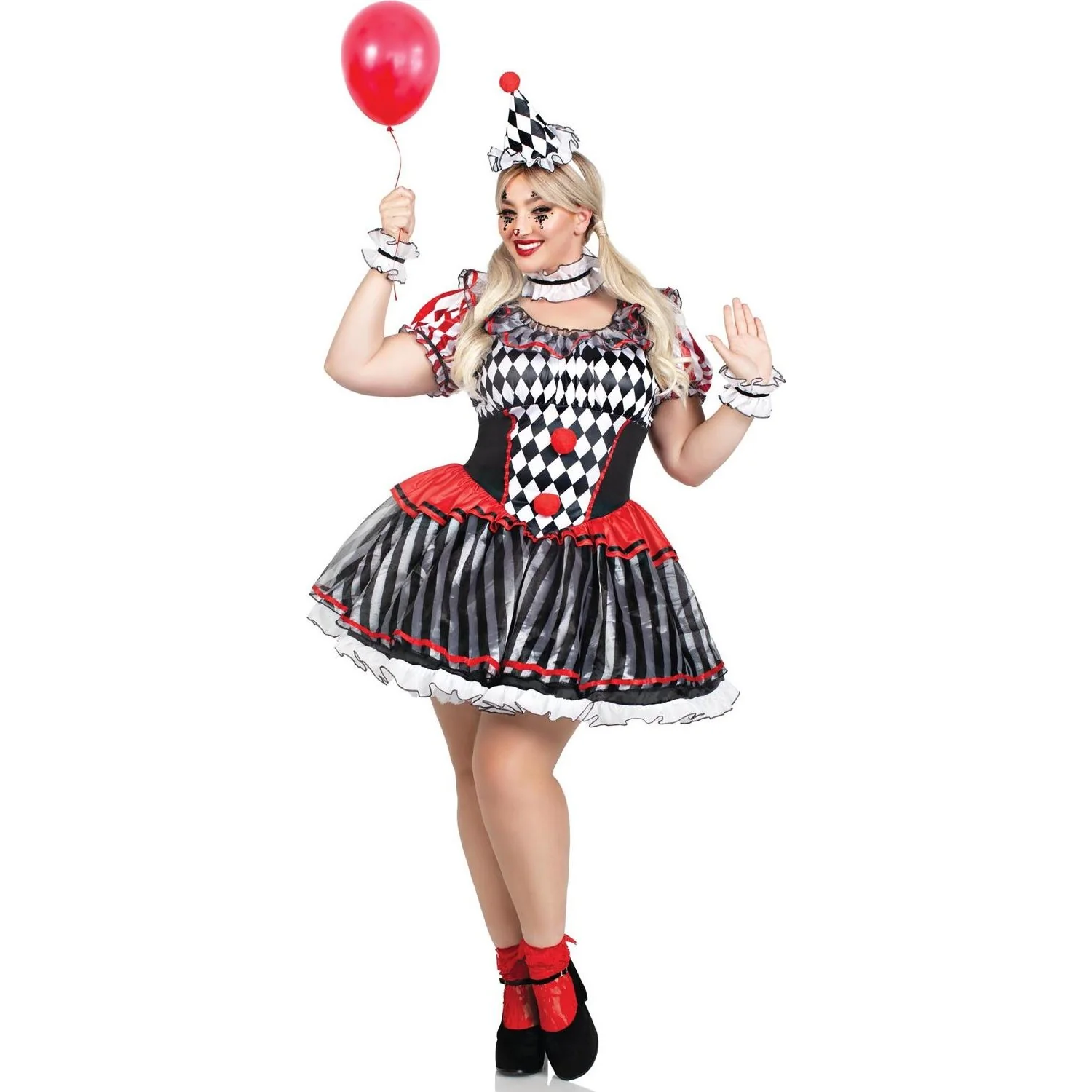 Leg Avenue - Womens Plus Size 4 Piece Darling Harlequin Costume