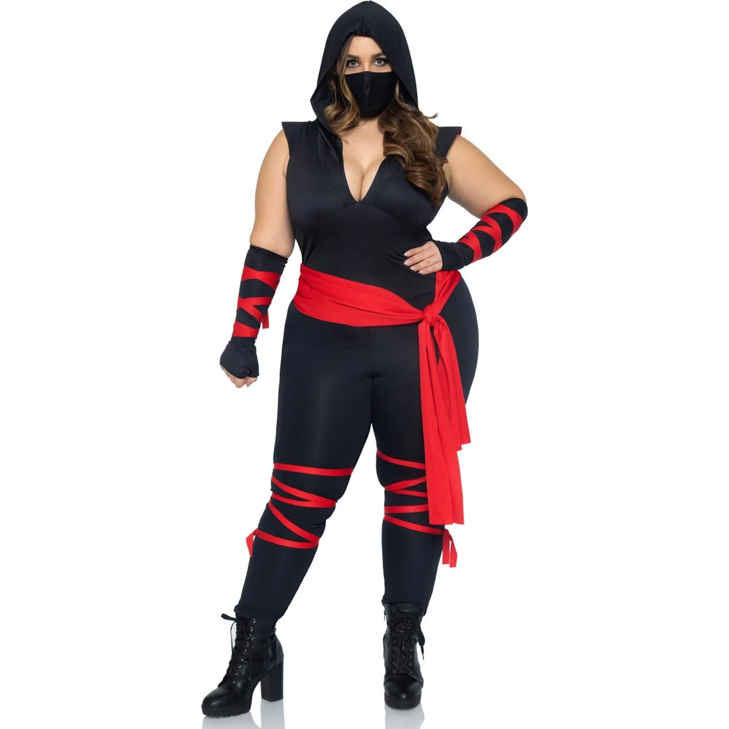 Leg Avenue - Womens Plus Size 4 Piece Deadly Ninja Costume