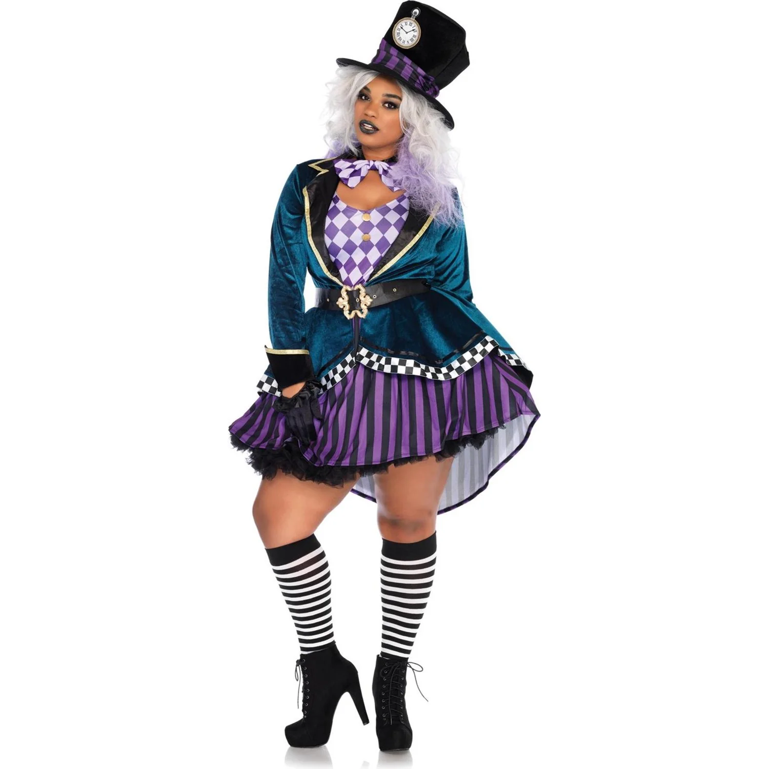 Leg Avenue - Womens Plus Size 4 Piece Delightful Hatter Costume