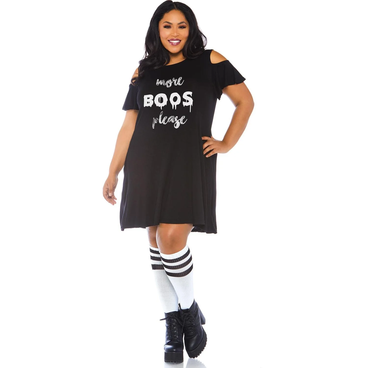 Leg Avenue - Womens Plus Size More Boos Jersey Dress with Pockets and Keyhole Bodice