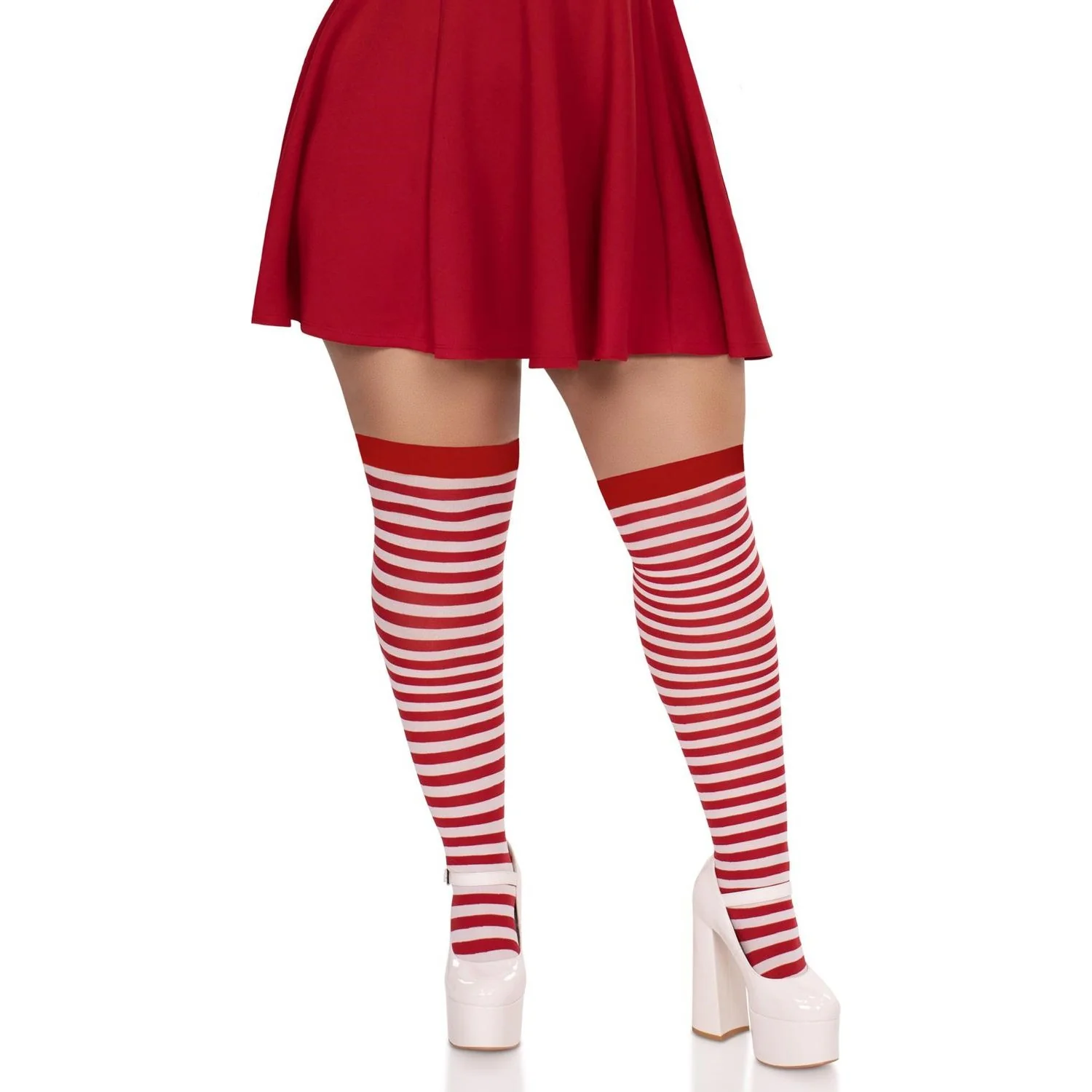 Leg Avenue - Womens Plus Size Nylon Striped Thigh Highs - Image 3