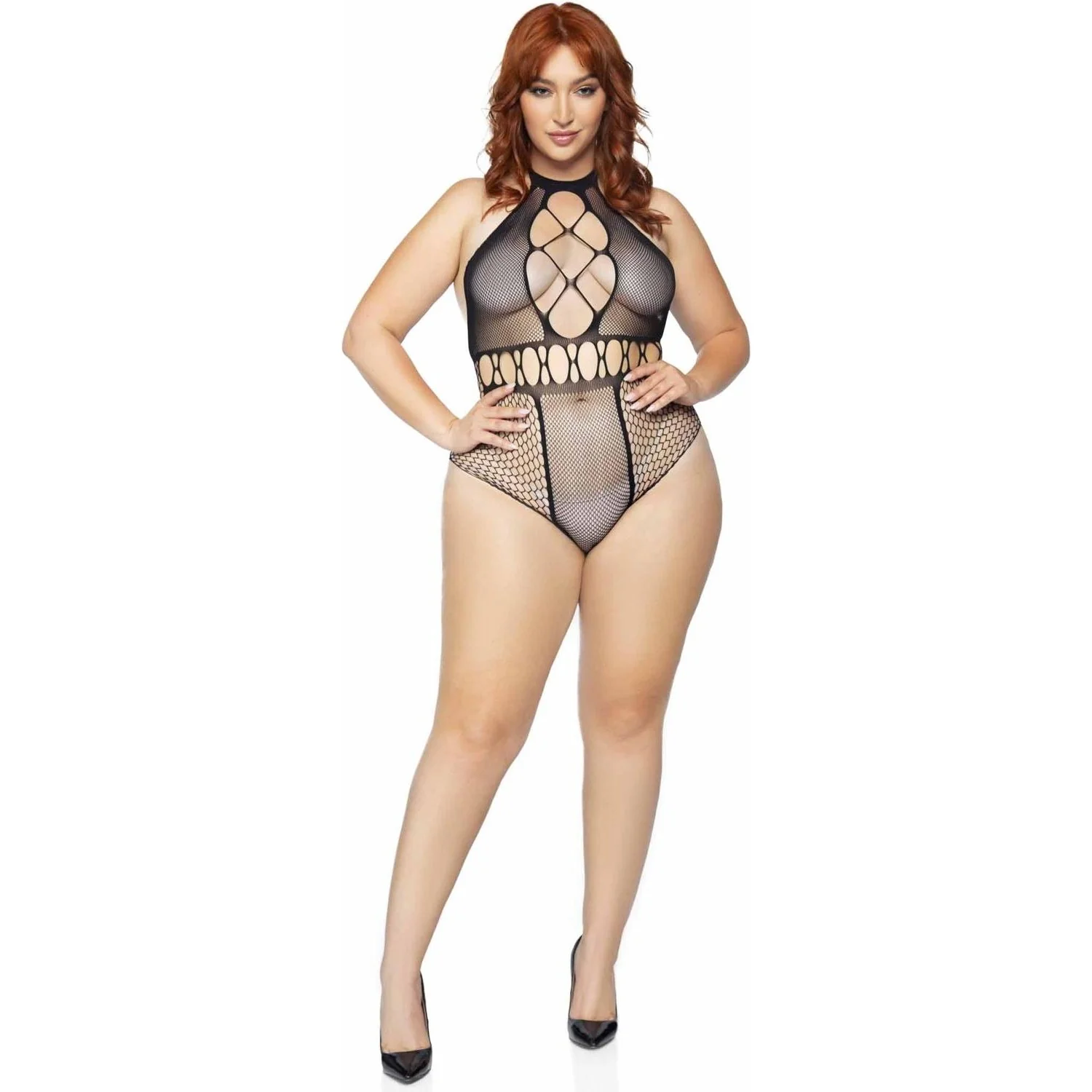 Leg Avenue - Womens Plus Size Seamless Multi Net Bodysuit