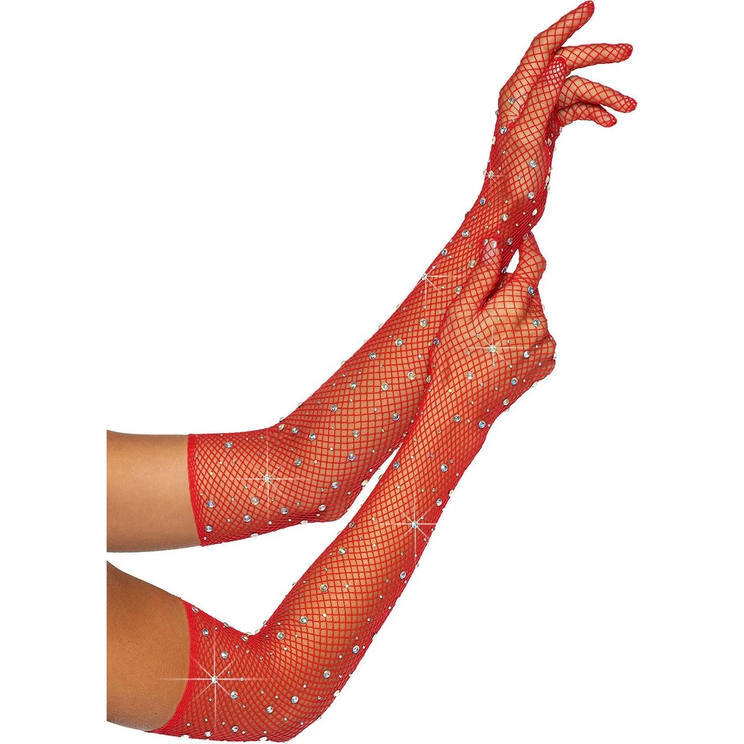 Leg Avenue - Womens Rhinestone Fishnet Opera Length Gloves - Image 5