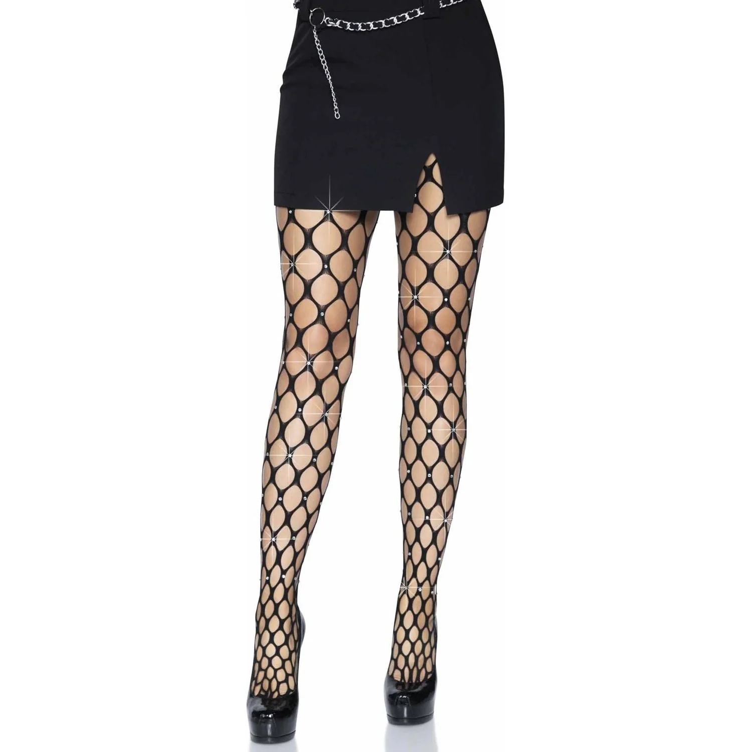 Leg Avenue - Womens Rhinestone Jumbo Pothole Net Tights