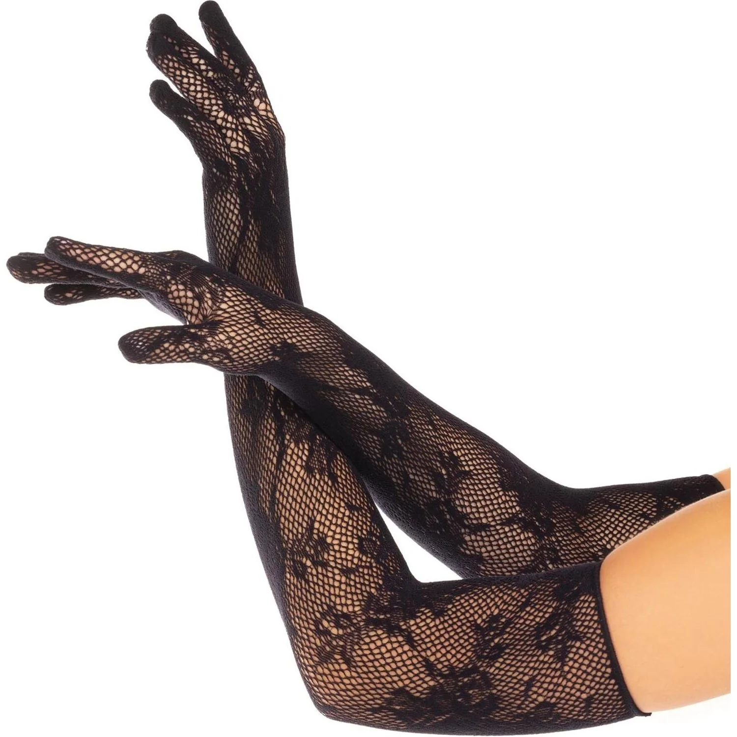 Leg Avenue - Womens Seamless Lace Opera Length Gloves - Image 3
