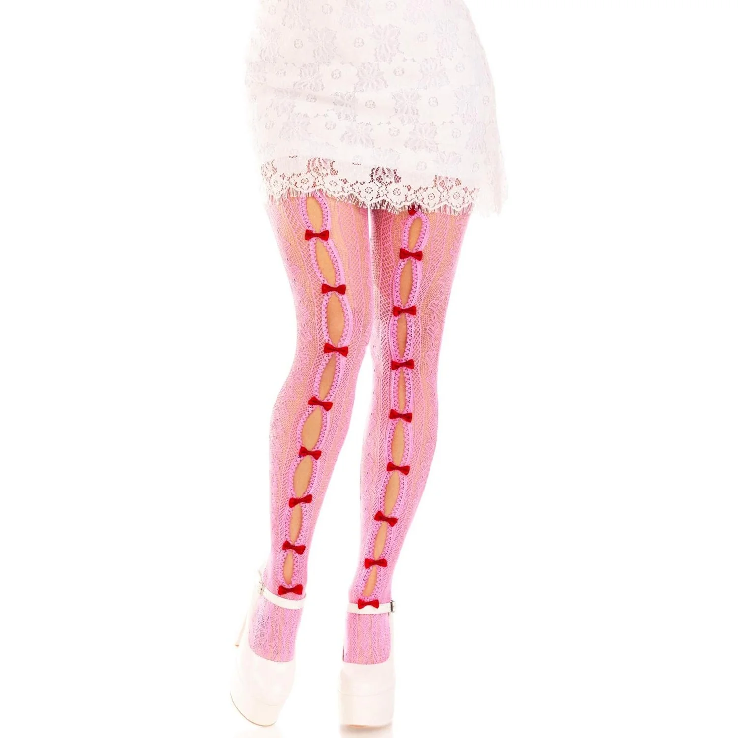 Leg Avenue - Womens Sweetheart Striped Net Tights - Image 3