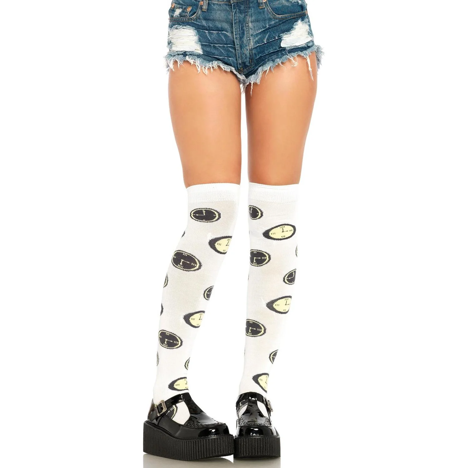 Leg Avenue - Womens Tick Tock Over the Knee Socks - Image 2