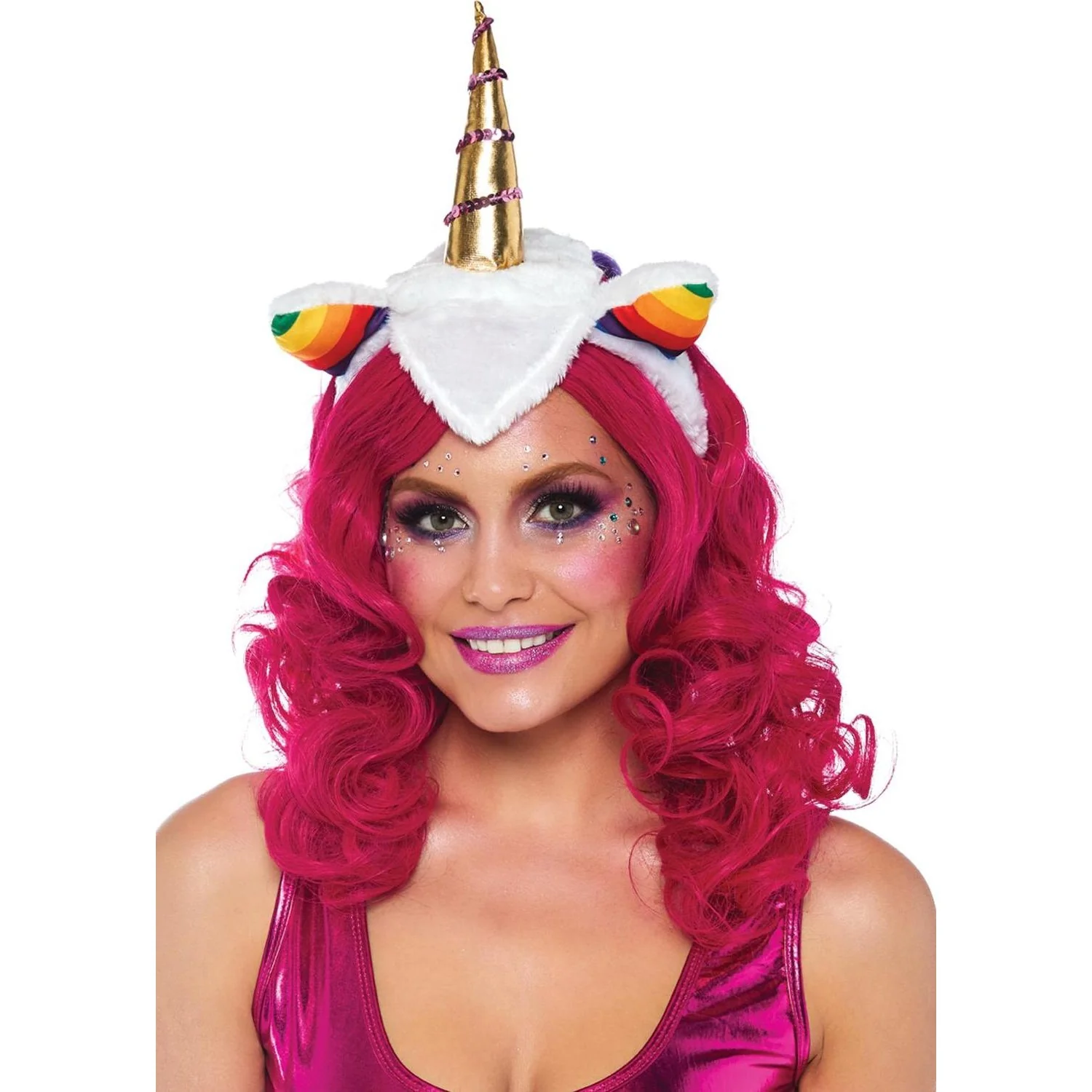 Leg Avenue - Womens Unicorn Headband with Rainbow Wig Mane