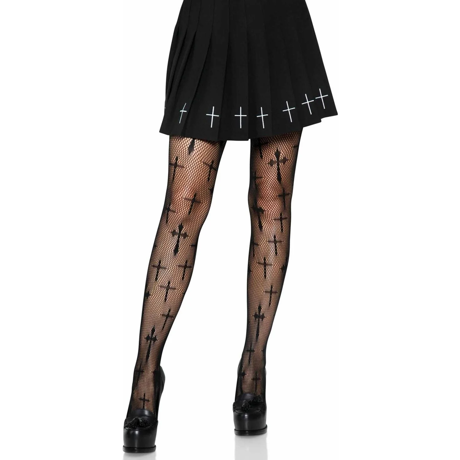 Leg Avenue - Womens Worship Me Cross Net Tights