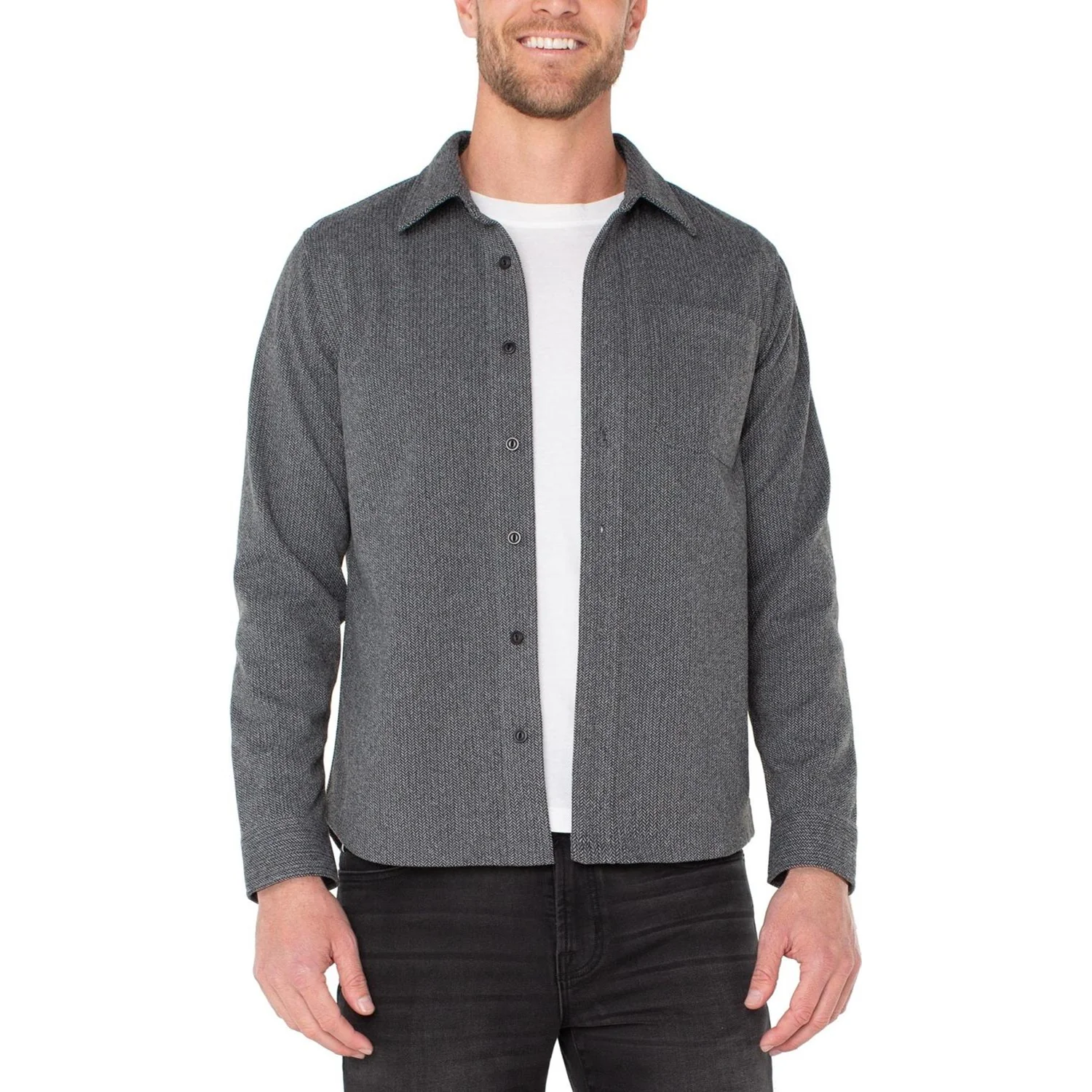 Liverpool Los Angeles - Mens Knit Long Sleeve Button Up Shirt