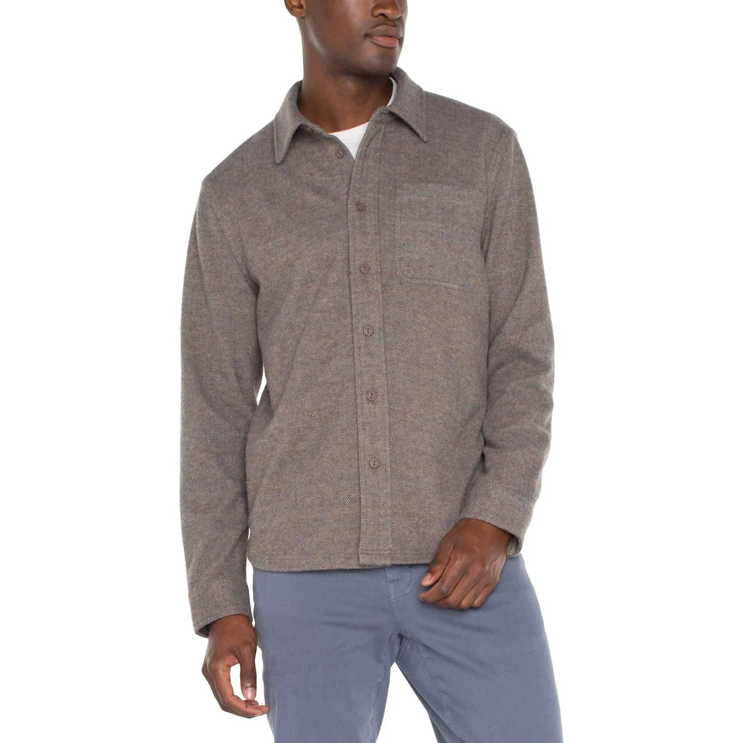Liverpool Los Angeles - Mens Knit Long Sleeve Button Up Shirt