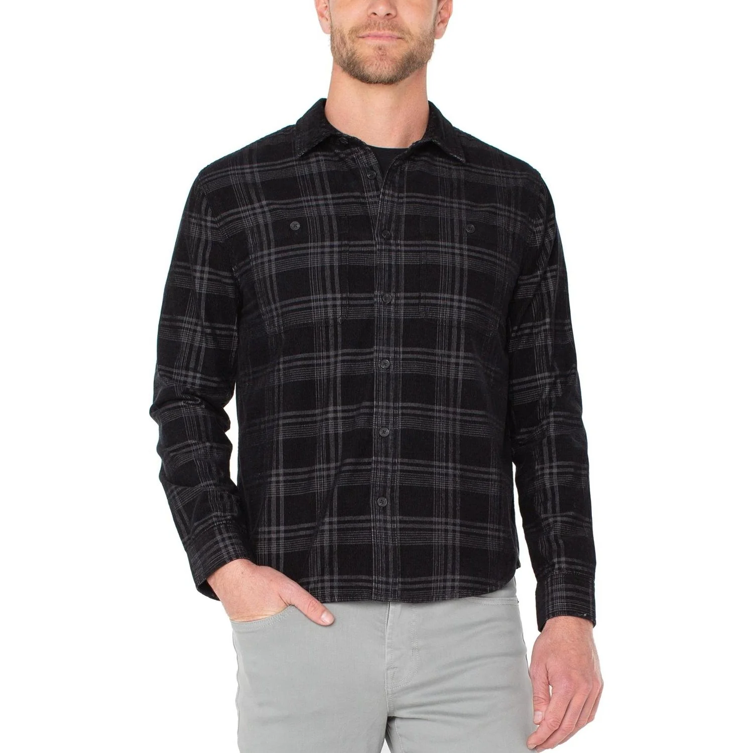 Liverpool Los Angeles - Mens Long Sleeve Double Pocket Button Up Shirt - Image 2
