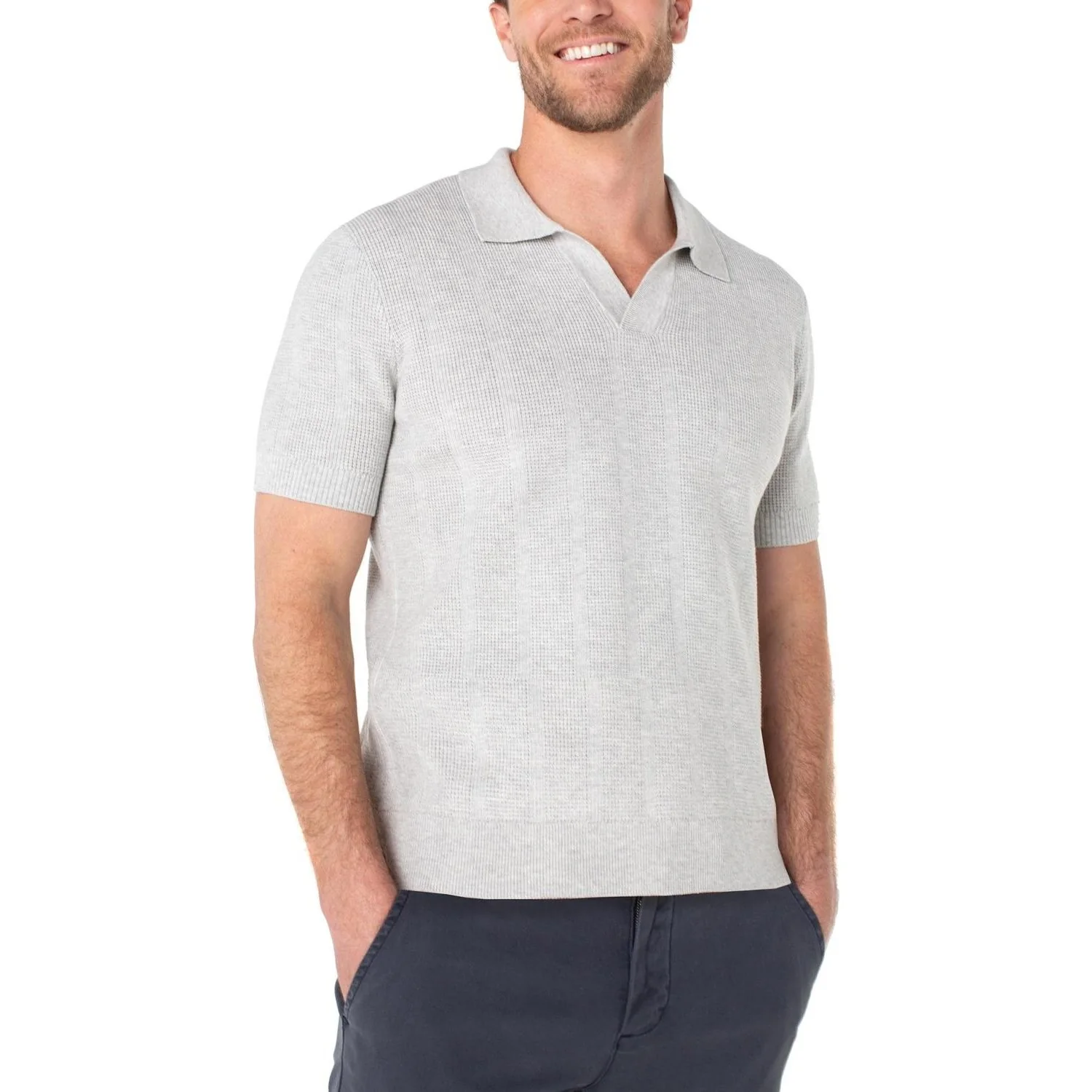 Liverpool Los Angeles - Mens Short Sleeve Johnny Collar Sweater Polo
