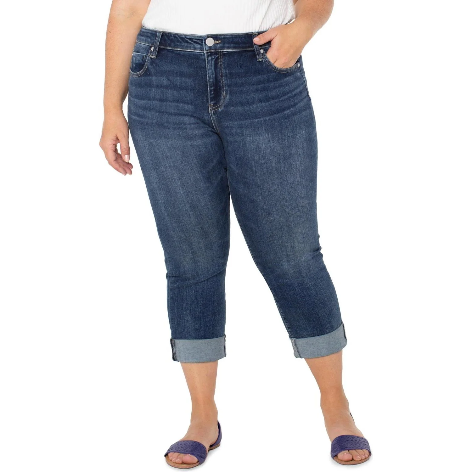 Liverpool Los Angeles - Womens Charlie Crop Wide Rolled Cuff Jeans - Image 2