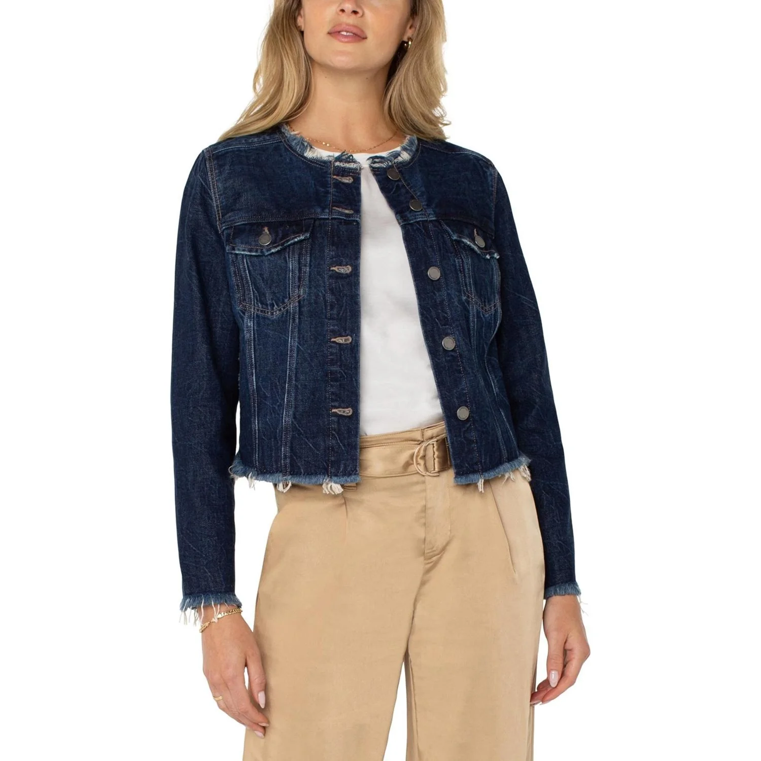 Liverpool Los Angeles - Womens Classic Jean Jacket With Fray Hem