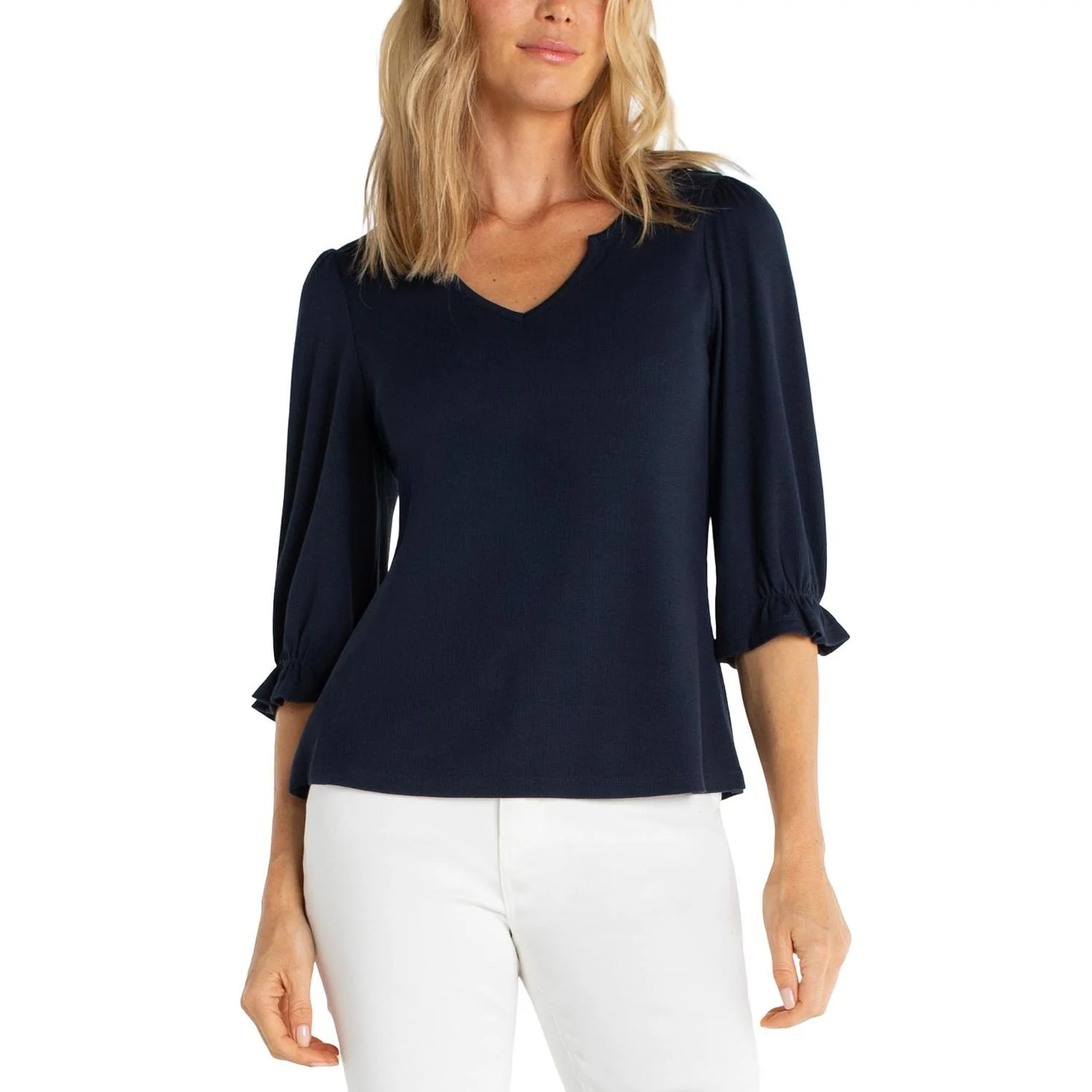 Liverpool Los Angeles - Womens Elbow Sleeve Notch Knit T-Shirt - Image 2