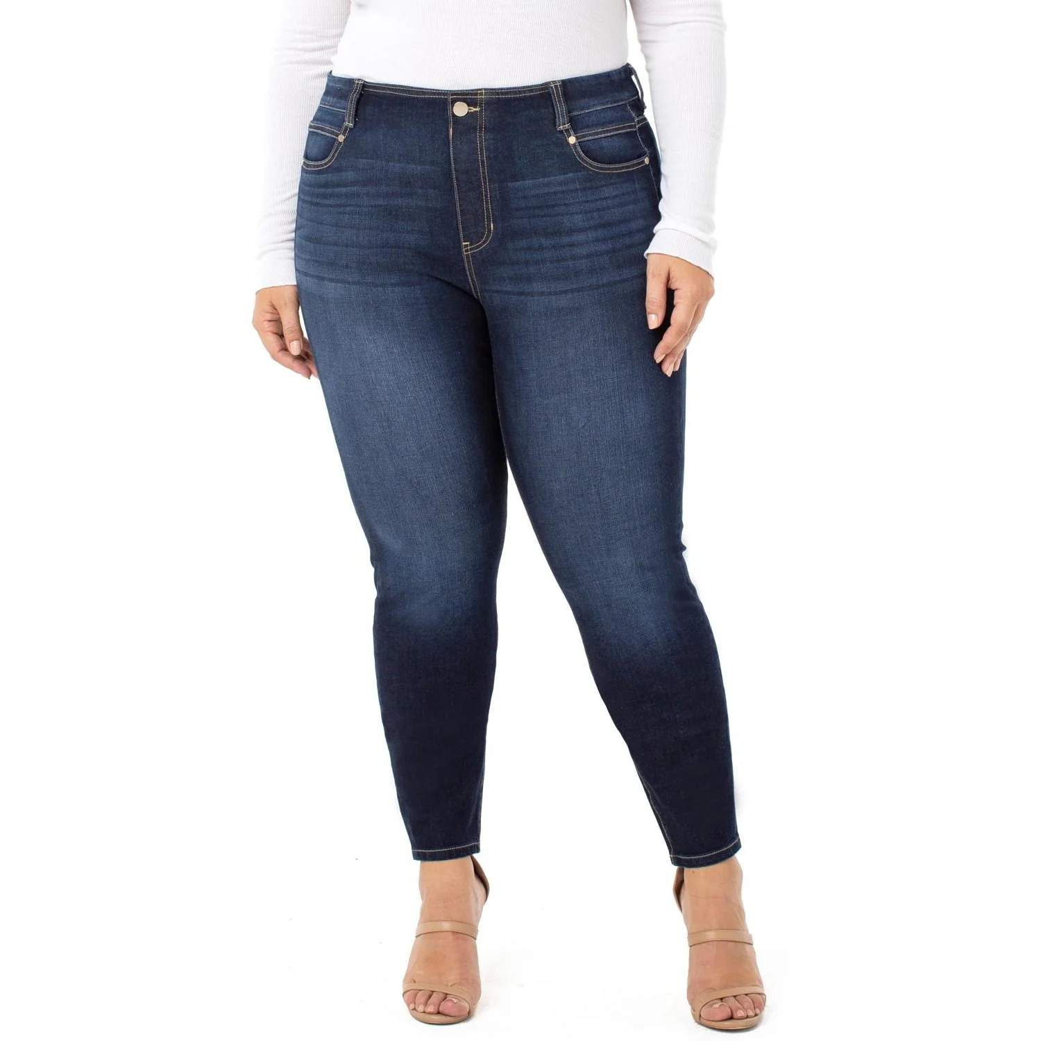 Liverpool Los Angeles - Womens Gia Glider Skinny Pull-On Jeans With Fake Fly