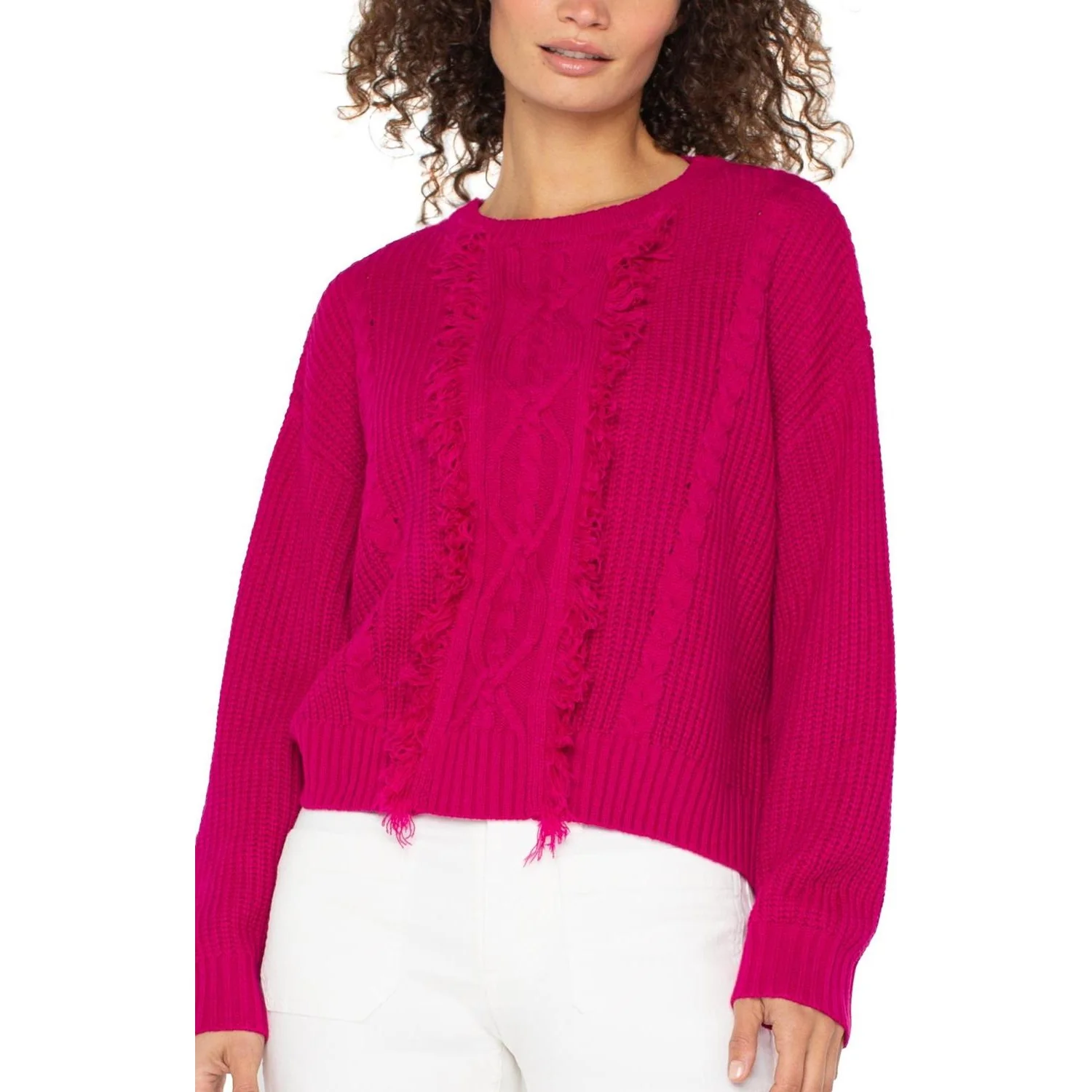 Liverpool Los Angeles - Womens Long Sleeve Crew Neck Sweater With Fringe - Image 2