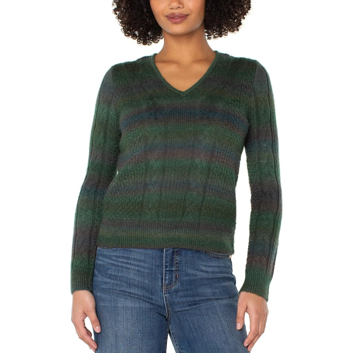 Liverpool Los Angeles - Womens Long Sleeve Drop Shoulder V Neck Sweater - Image 2