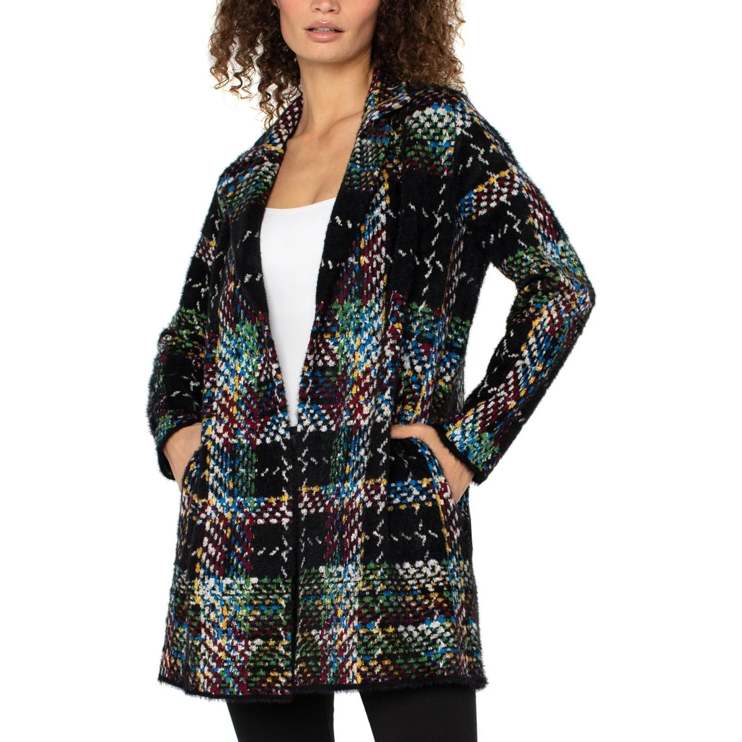 Liverpool Los Angeles - Womens Long Sleeve Open Front Sweater Coat - Image 2