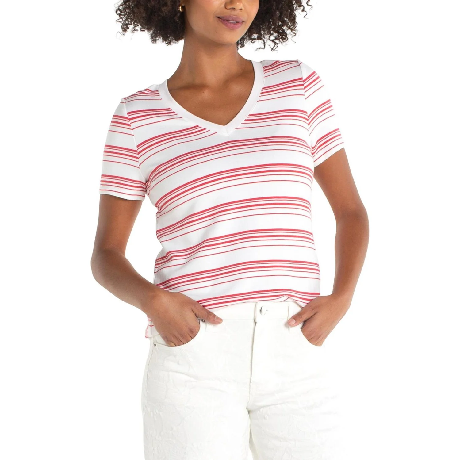 Liverpool Los Angeles - Womens Short Sleeve V-Neck Knit T-Shirt - Image 2