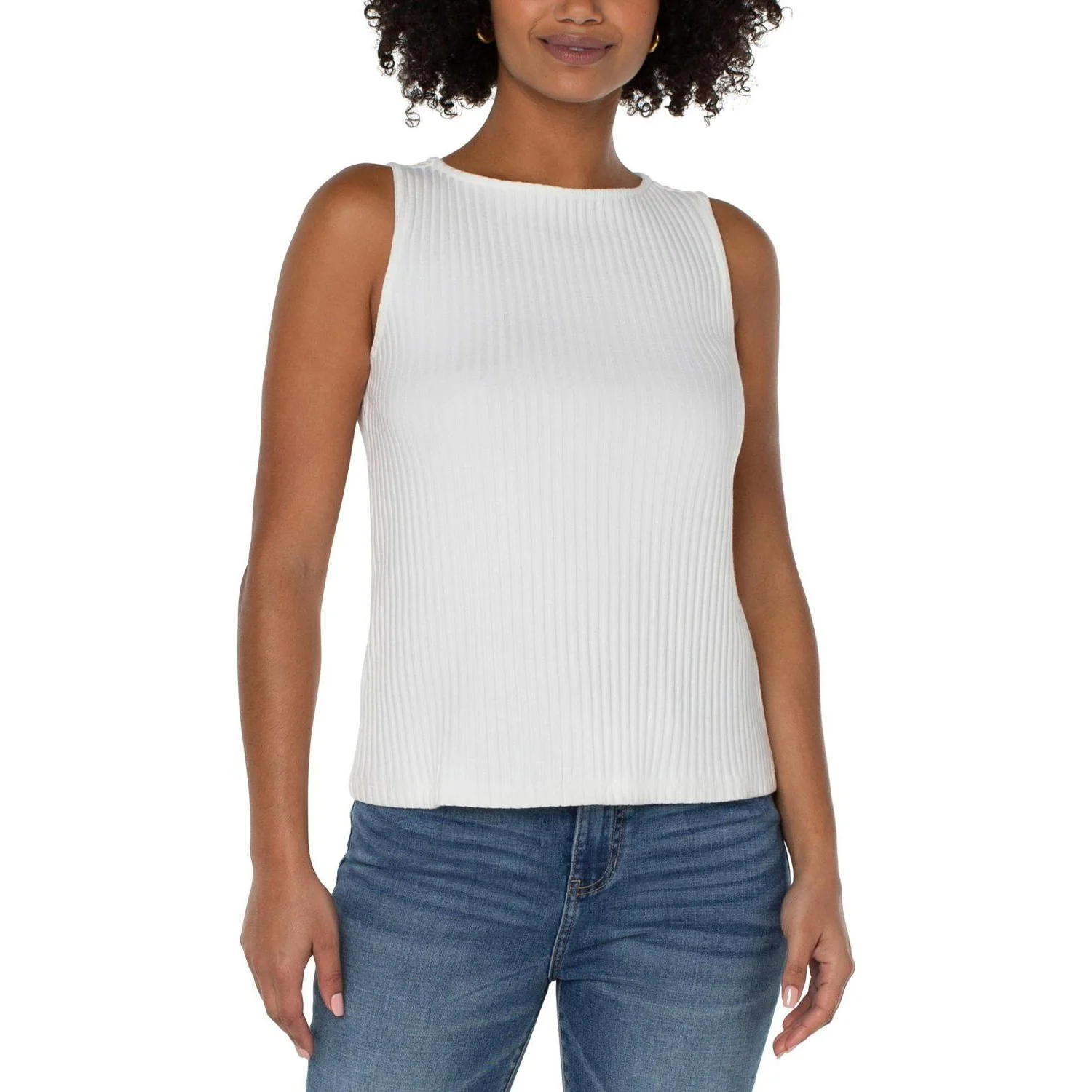 Liverpool Los Angeles - Womens Sleeveless High Boat Neck Knit Top - Image 3