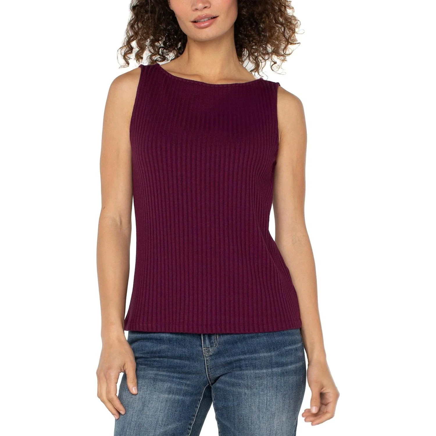 Liverpool Los Angeles - Womens Sleeveless High Boat Neck Knit Top - Image 4