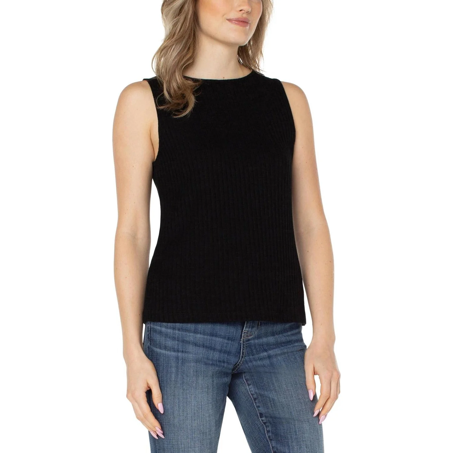 Liverpool Los Angeles - Womens Sleeveless High Boat Neck Knit Top - Image 7