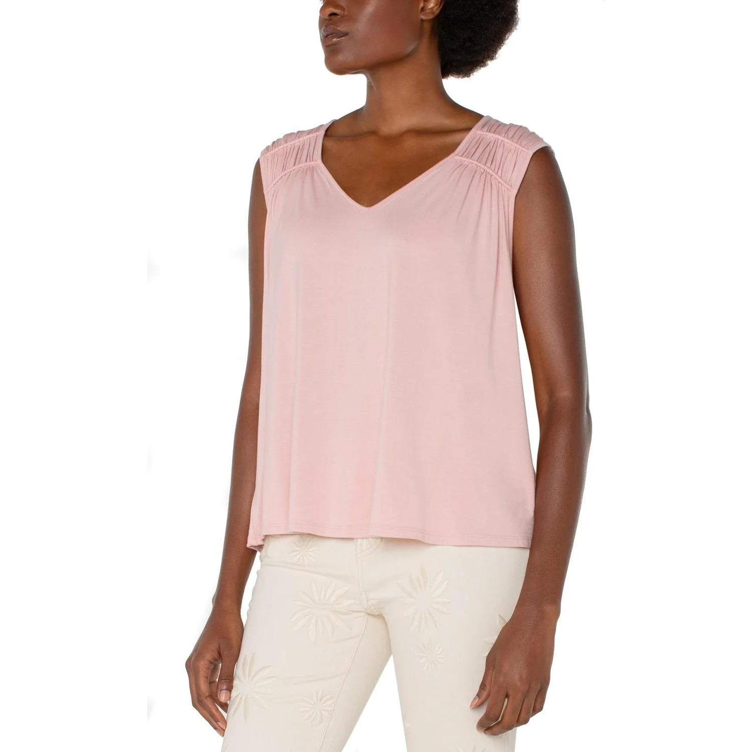 Liverpool Los Angeles - Womens Sleeveless Shirred Detail Knit Top - Image 3