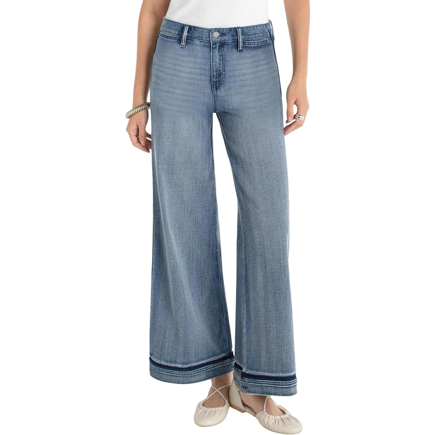 Liverpool Los Angeles - Womens Super Stride Wide Leg Jeans With Shadow Cuff