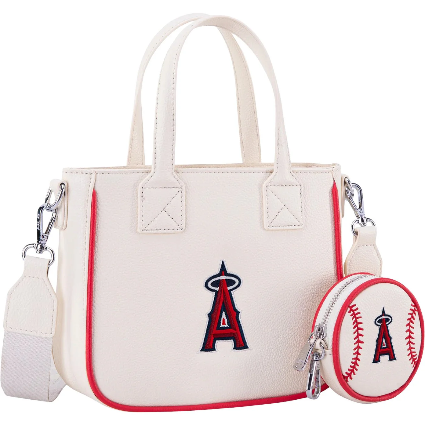 Mlb - Womens Los Angeles Angels Team Tote/Crossbody Bag With Baseball Coin Pouch
