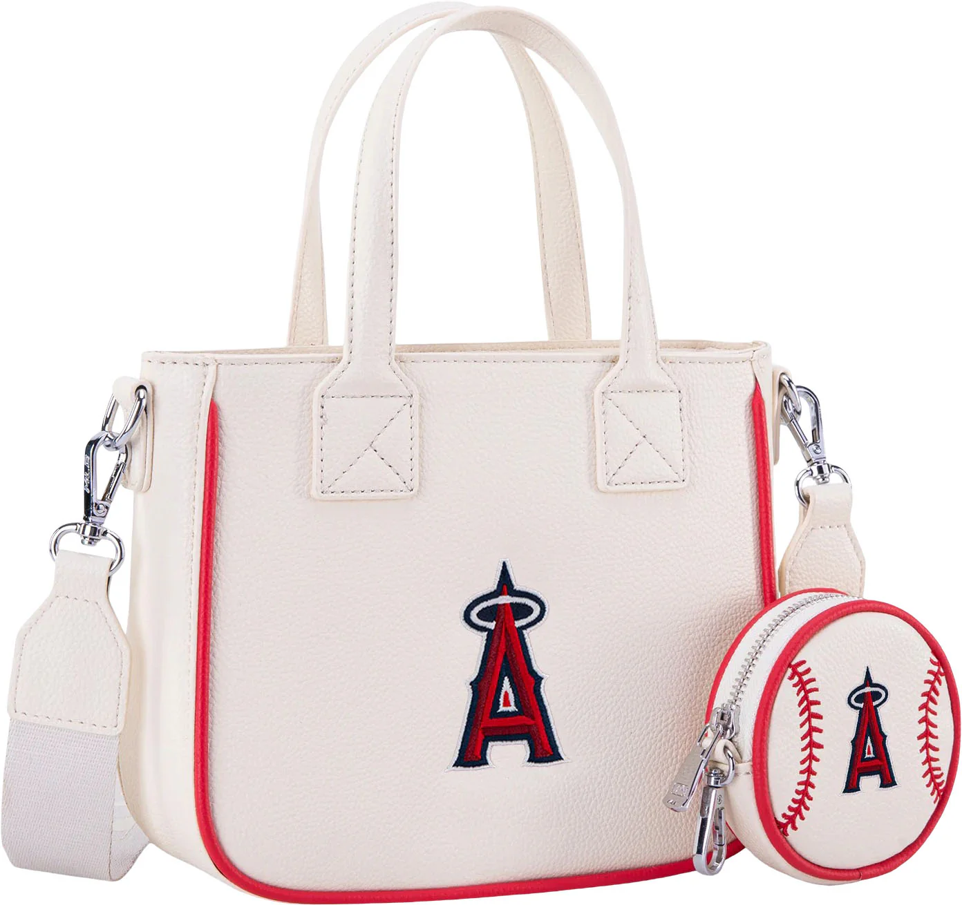 Mlb - Womens Los Angeles Angels Team Tote/Crossbody Bag With Baseball Coin Pouch - Image 2