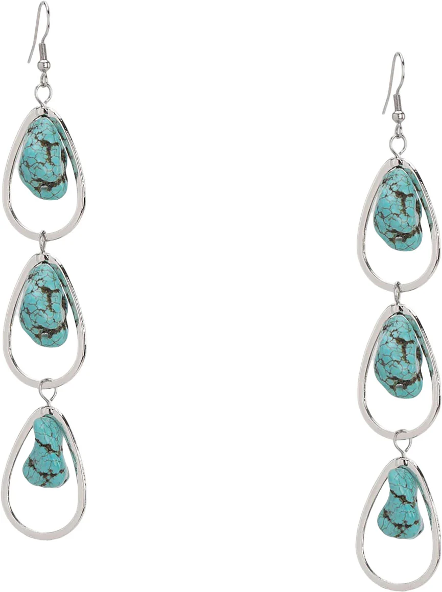 Montana West - Womens 3 Tiers Artificial Stone Dangling Earring - Image 3