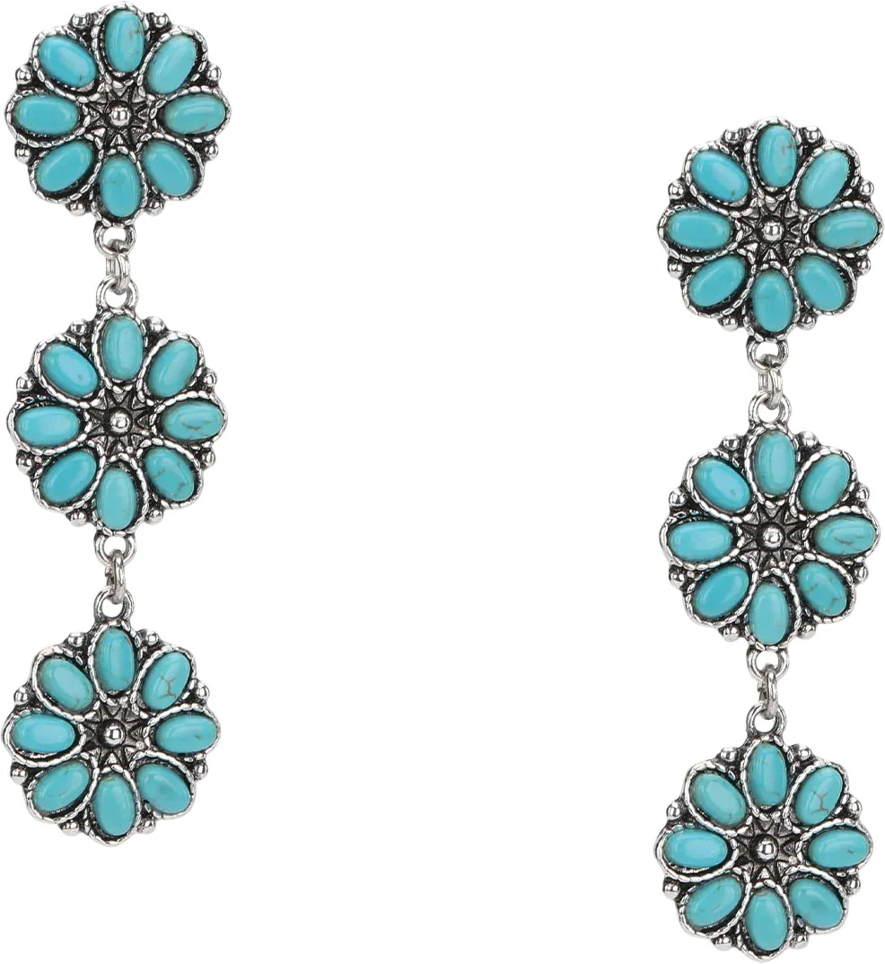 Montana West - Womens 3 Tiers Squash Blossom Dangling Earring - Image 2