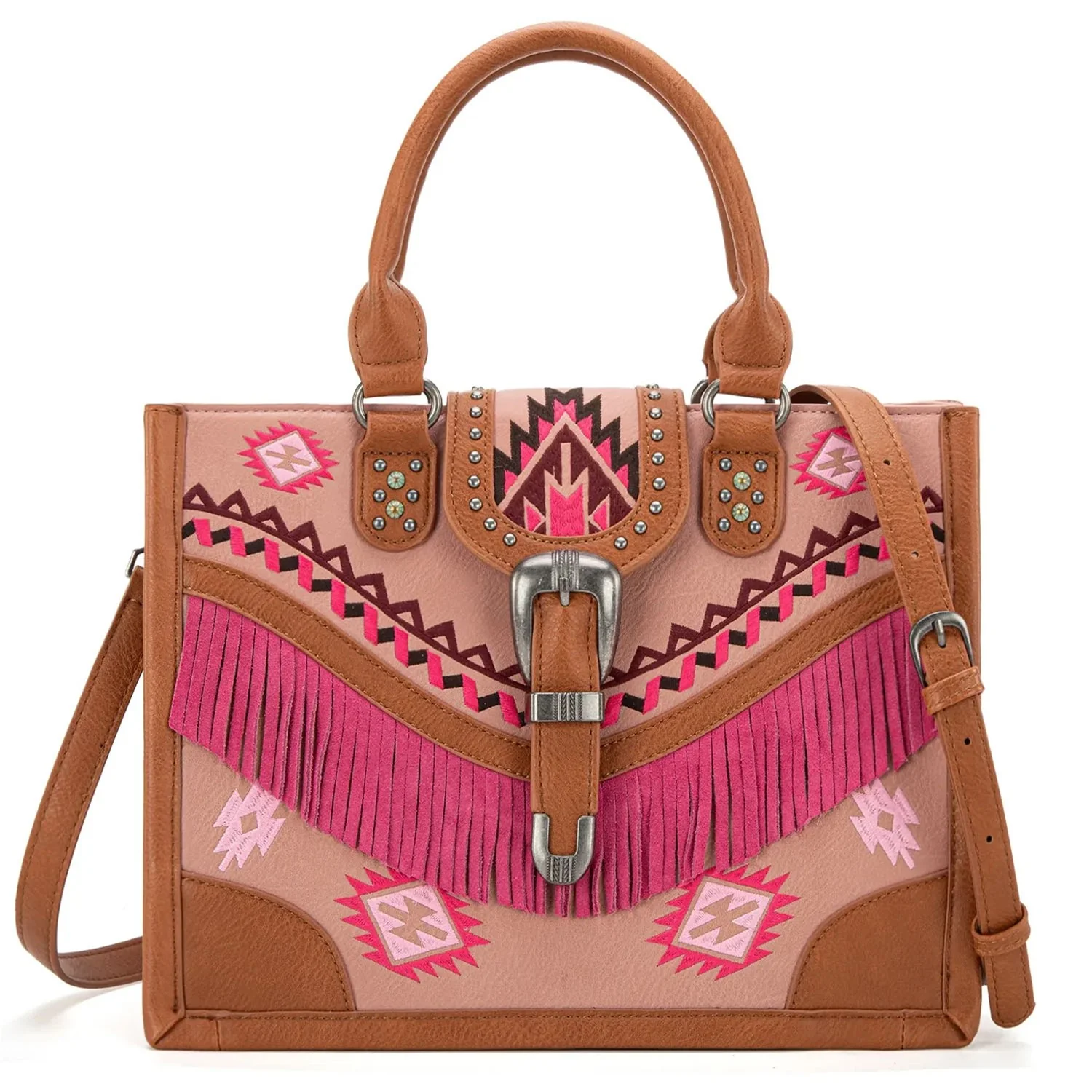 Montana West - Womens Cowhide Tooled Bucket Shoulder/Crossbody Bag - Image 3