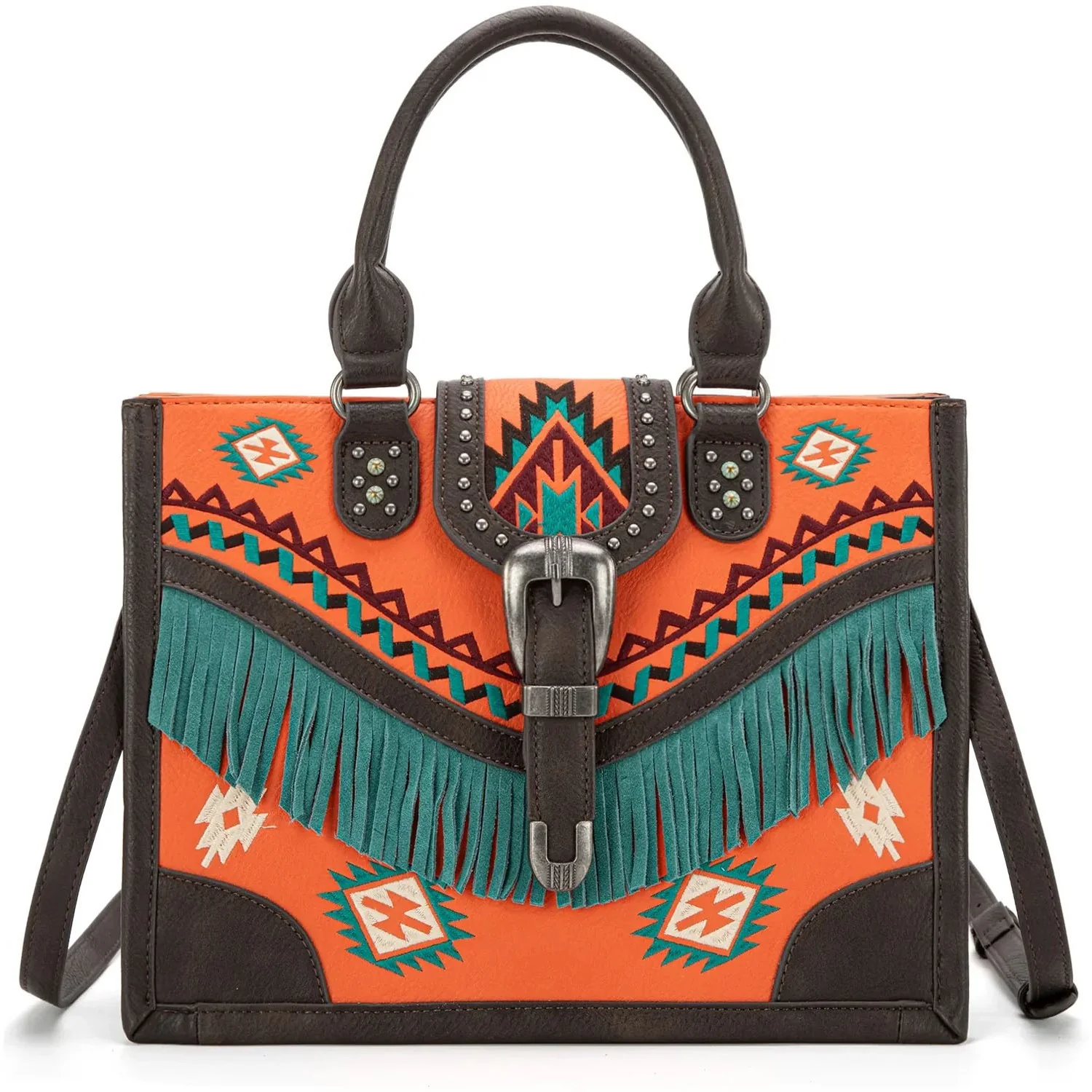 Montana West - Womens Cowhide Tooled Bucket Shoulder/Crossbody Bag - Image 5