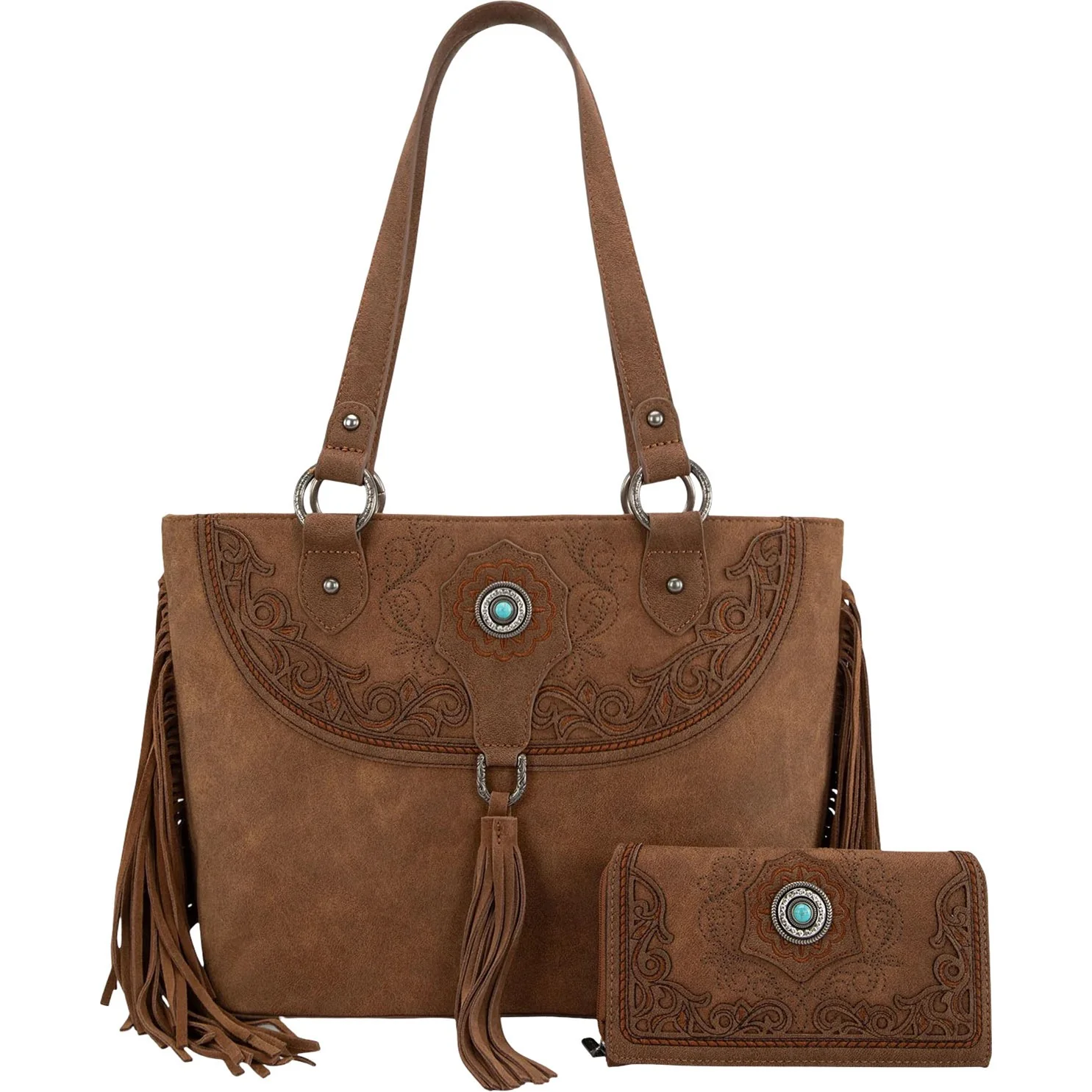 Montana West - Womens Embroidered Concealed Carry Tote With Wallet Set - Image 2