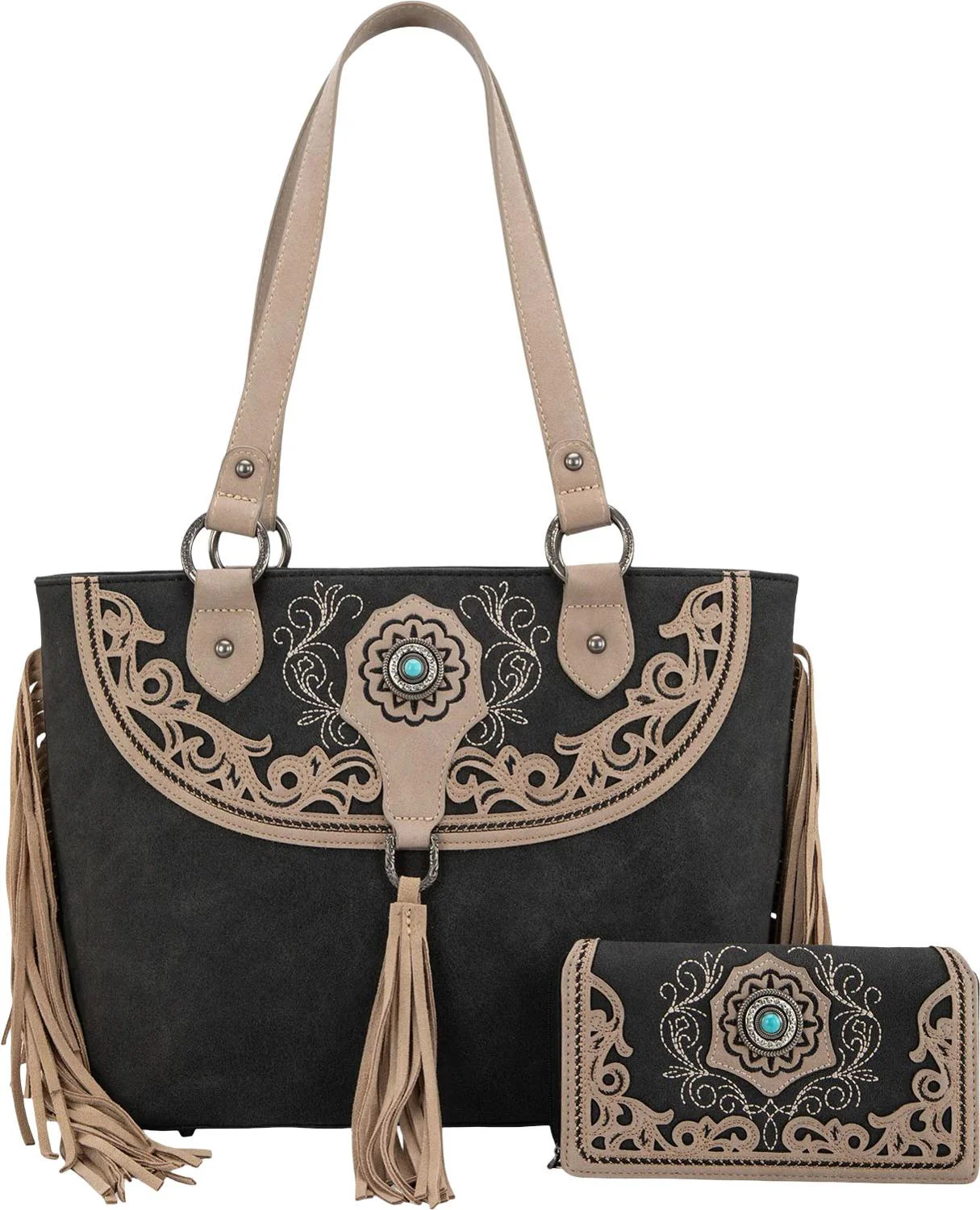 Montana West - Womens Embroidered Concealed Carry Tote With Wallet Set - Image 4