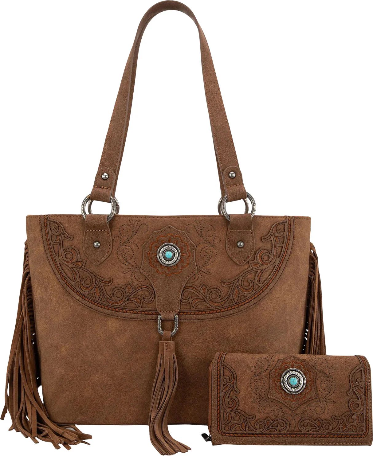 Montana West - Womens Embroidered Concealed Carry Tote With Wallet Set - Image 5