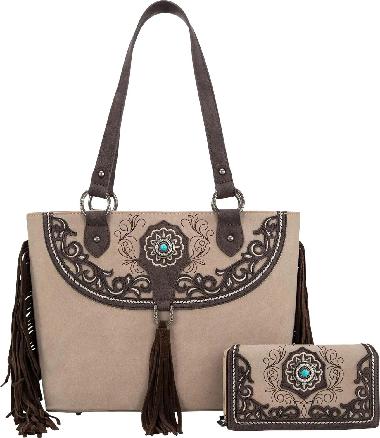 Montana West - Womens Embroidered Concealed Carry Tote With Wallet Set - Image 6