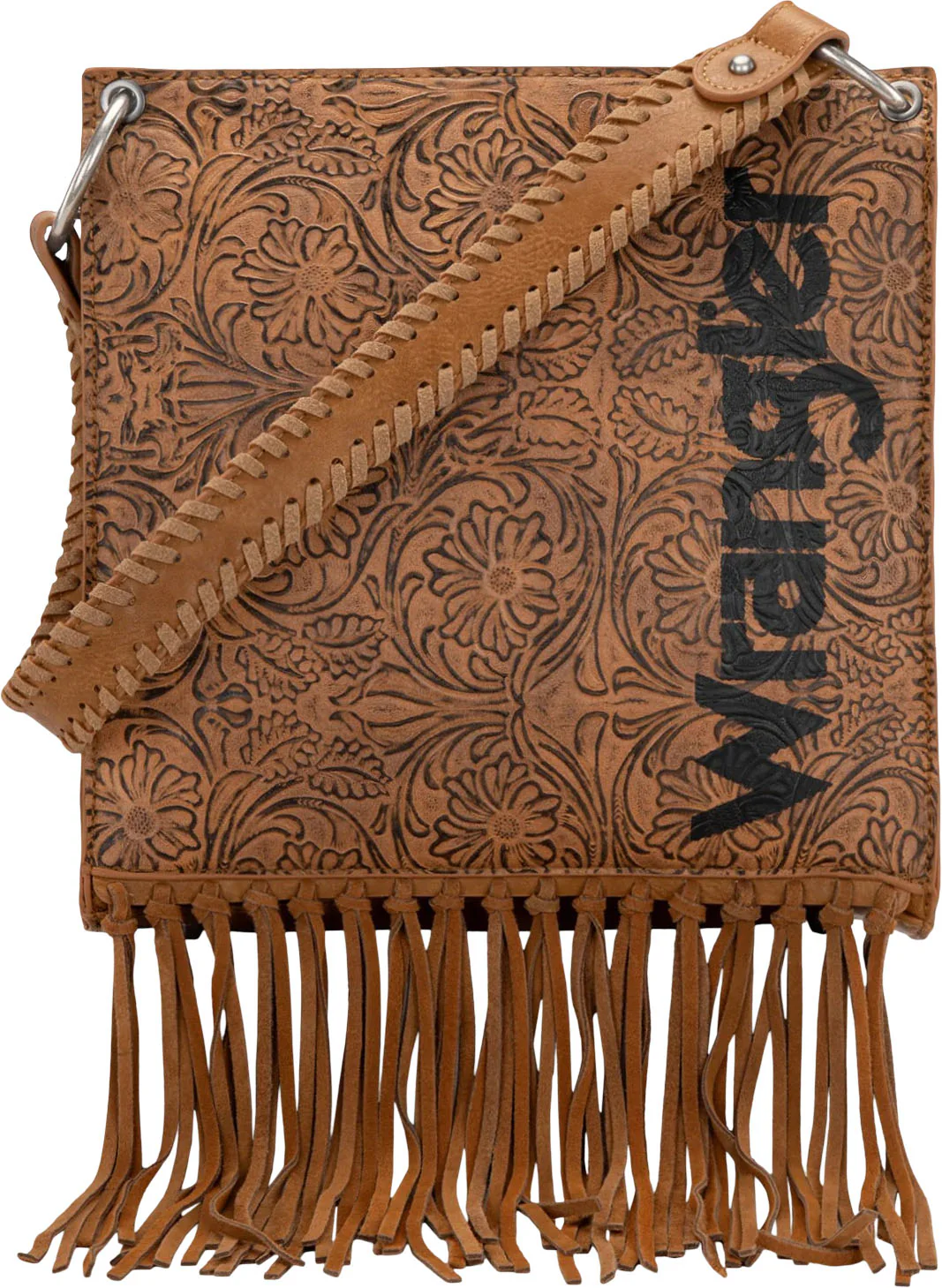 Montana West - Womens Floral Embossed Fringe Concealed Carry Hobo/Crossbody Bag - Image 2