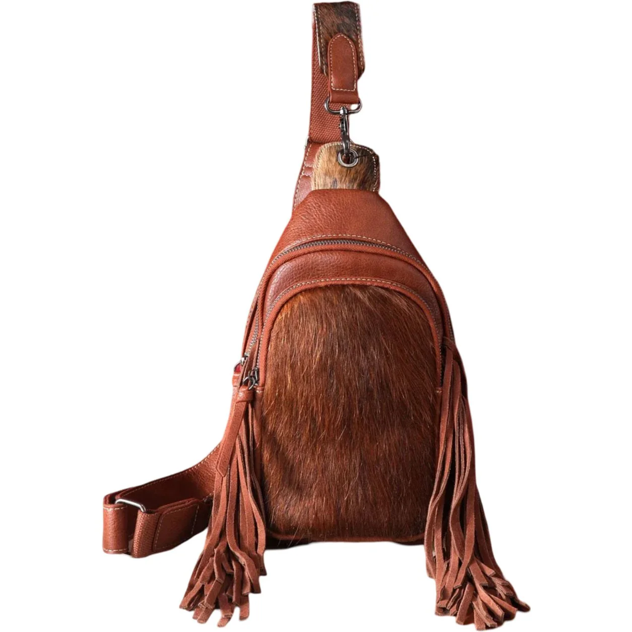Montana West - Womens Genuine Hair-On Cowhide Fringe Sling Bag - Image 5
