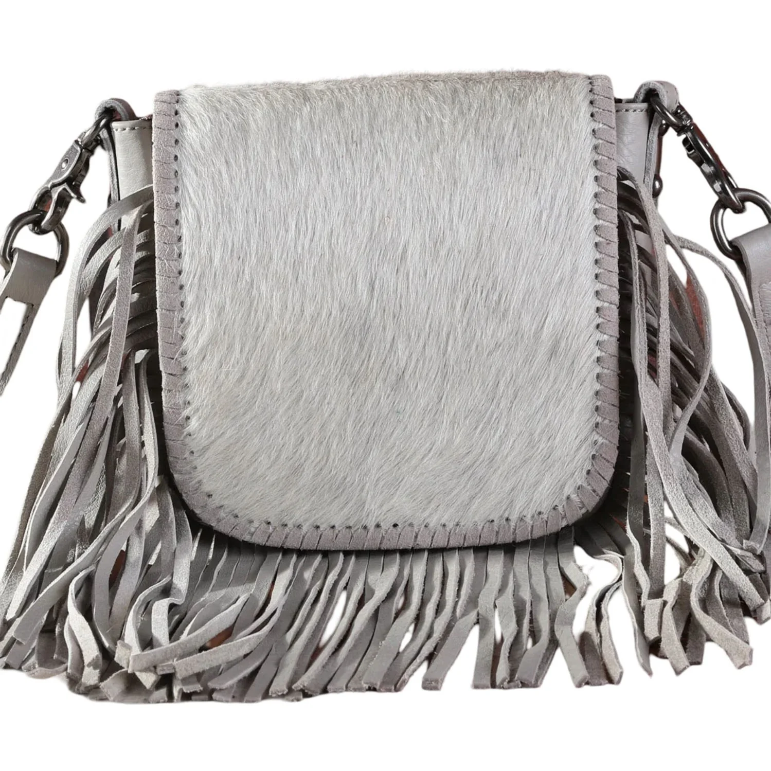 Montana West - Womens Genuine Leather Hair-On Collection Fringe Crossbody Bag - Image 10