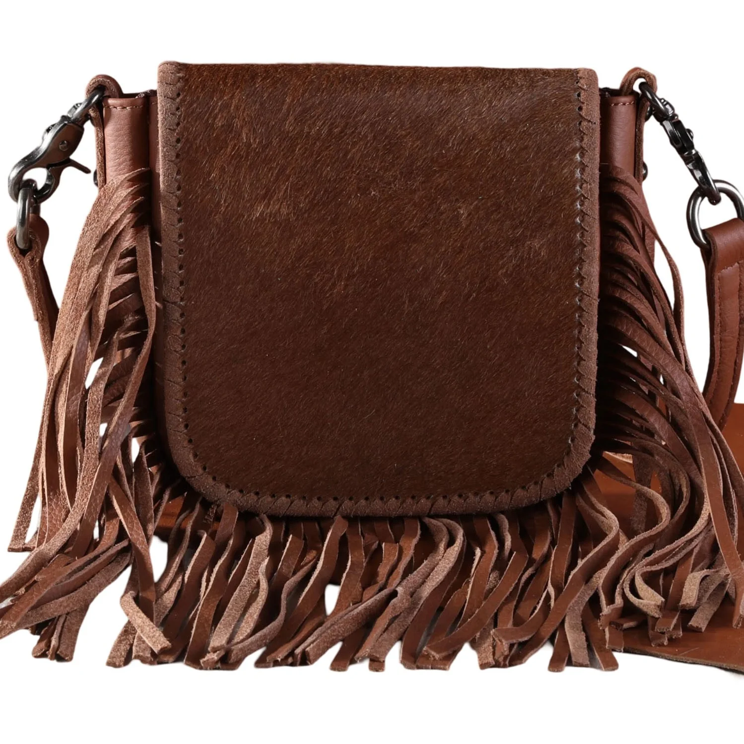 Montana West - Womens Genuine Leather Hair-On Collection Fringe Crossbody Bag - Image 13