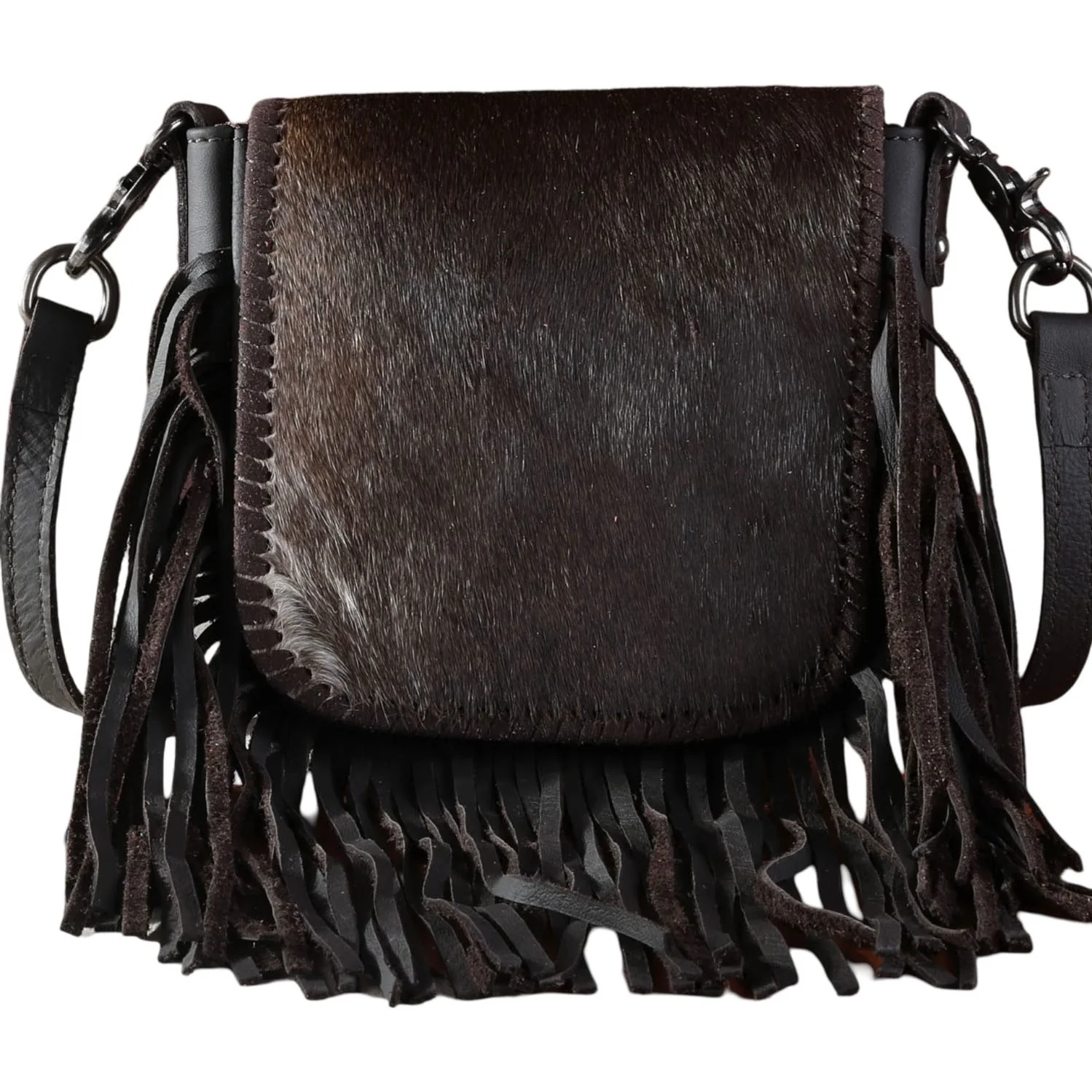 Montana West - Womens Genuine Leather Hair-On Collection Fringe Crossbody Bag - Image 4
