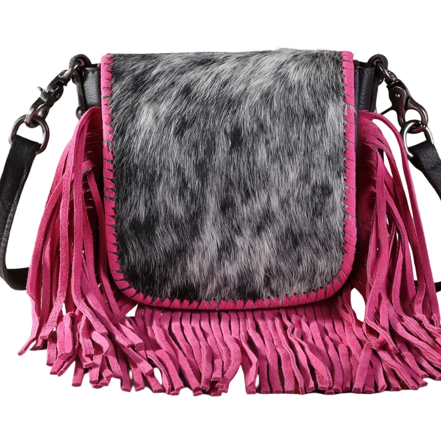 Montana West - Womens Genuine Leather Hair-On Collection Fringe Crossbody Bag - Image 6