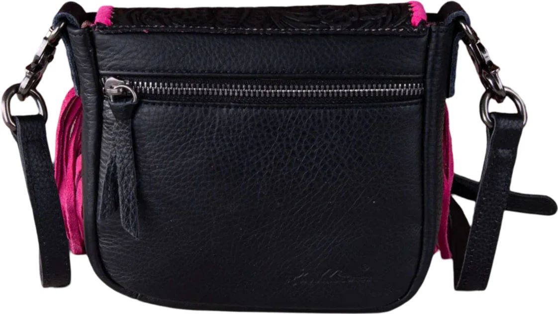 Montana West - Womens Genuine Leather Tooled Collection Fringe Crossbody Bag - Image 12