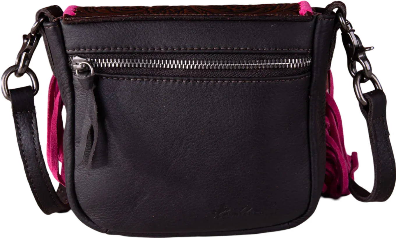 Montana West - Womens Genuine Leather Tooled Collection Fringe Crossbody Bag - Image 14