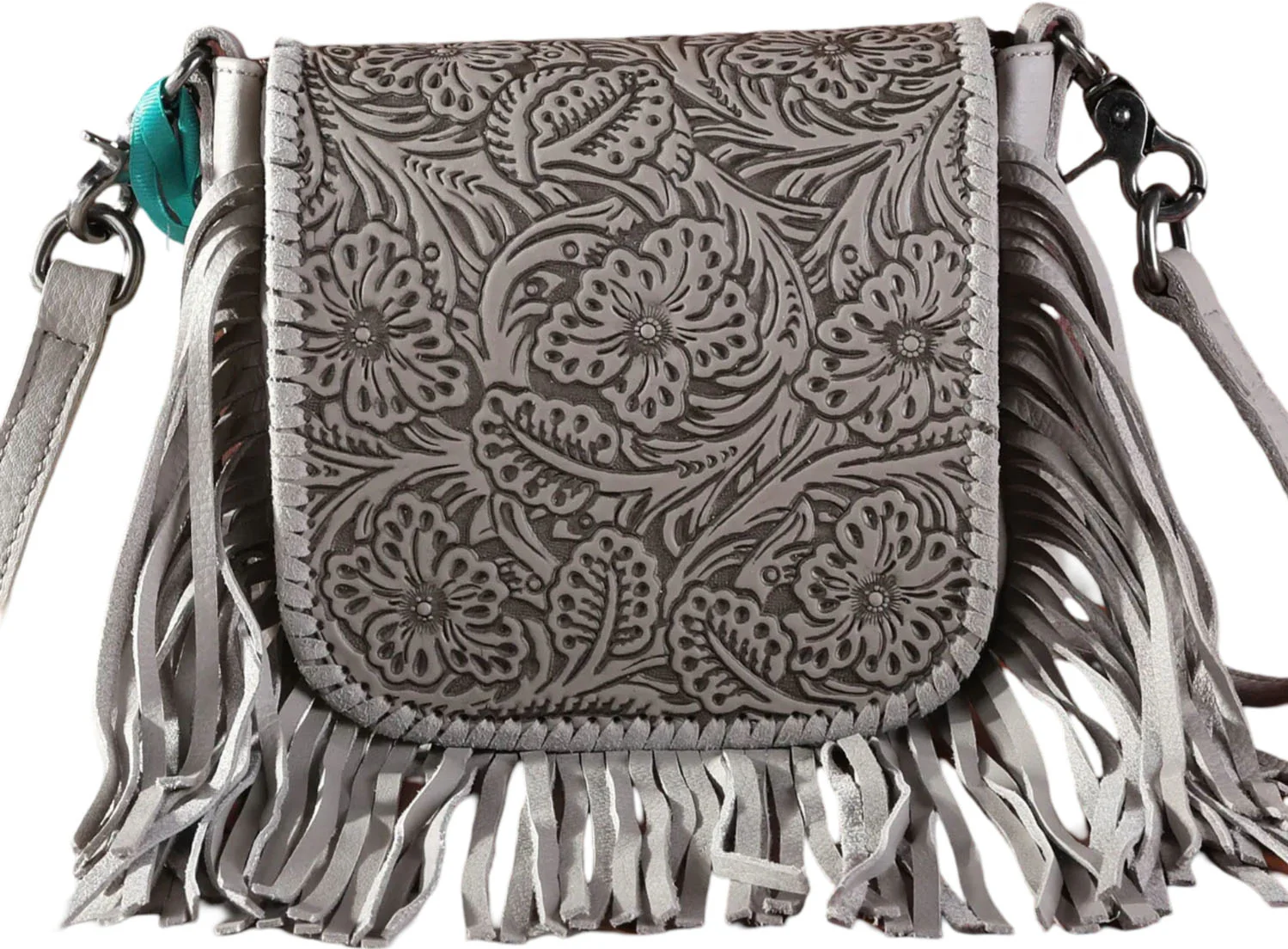 Montana West - Womens Genuine Leather Tooled Collection Fringe Crossbody Bag - Image 19